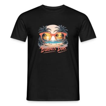 Tropisches Paradies Sonnenbrille Strand Reflexion - Männer T-Shirt - Schwarz - Vorne - AI Model Male 178 light (178cm)