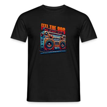Feel The 80s für 80s Fans - Männer T-Shirt - Schwarz - Vorne - AI Model Male 178 light (178cm)