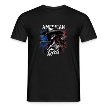 Patriotisches Amerikanisches Mädchen USA für - Männer T-Shirt - Schwarz - Vorne - AI Model Male 178 light (178cm)