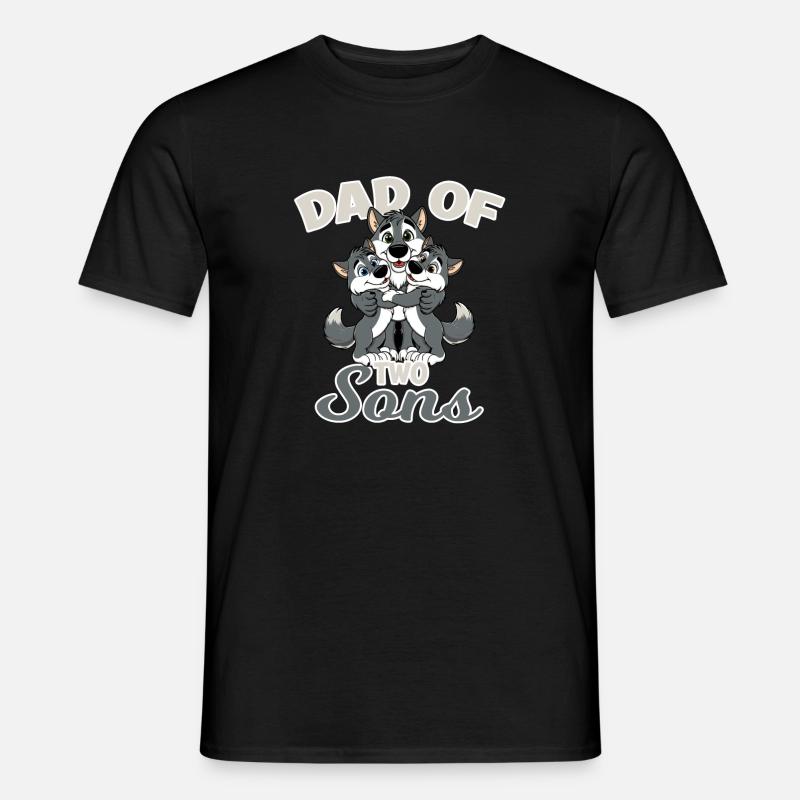 Starker Wolf mit Wolfs Kind für einen Papa - Männer T-Shirt - Schwarz
