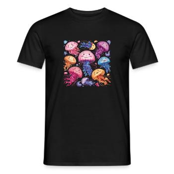 Qualle Schwarm Sea Beach Meduse Marine Diver - Männer T-Shirt - Schwarz - Vorne - AI Model Male 178 light (178cm)