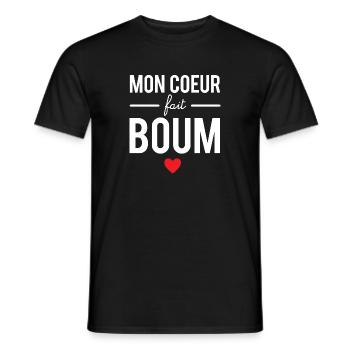 Mon cœur fait boum - T-shirt homme - noir - Devant - AI Model Male 178 light (178cm)