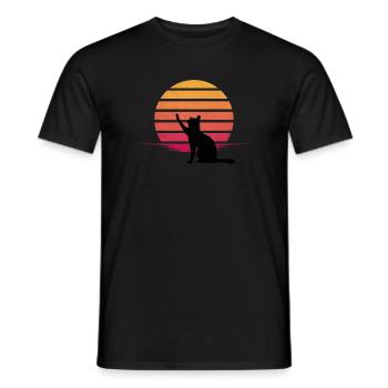 Cat looking at sunset - Men's T-Shirt - black - Front - AI Model Male 178 light (178cm)