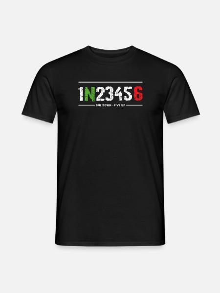1N23456 Motorradschaltung für Biker 1 nach unten - Männer T-Shirt - Schwarz