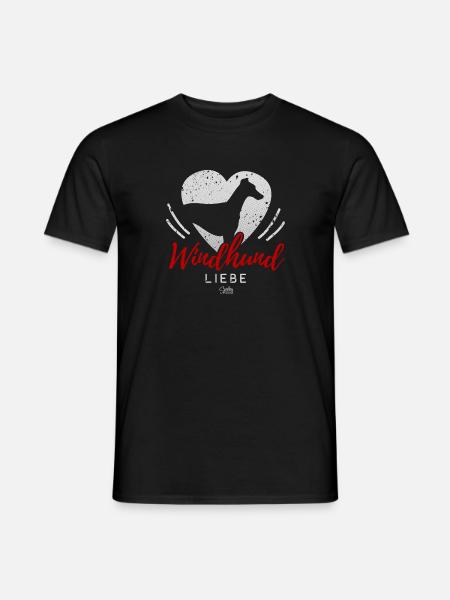 Windhund Liebe mit Herz - Männer T-Shirt - Schwarz