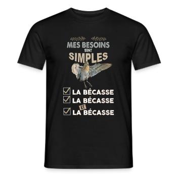 Chasse bécasse humour chasseur de bécasse - T-shirt homme - noir - Devant - AI Model Male 178 light (178cm)