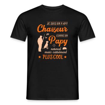 Papy Chasseur Cool Chasse Humour Orange Sanglier - T-shirt homme - noir - Devant - AI Model Male 178 light (178cm)