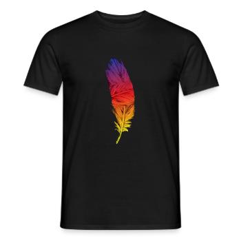 Bunte Pfauenfeder - Männer T-Shirt - Schwarz - Vorne - AI Model Male 178 light (178cm)
