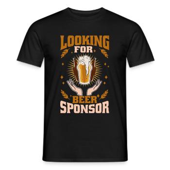 À la recherche d’un sponsor de bière - T-shirt homme - noir - Devant - AI Model Male 178 light (178cm)
