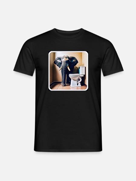 Elefant steht in der Toilette - Männer T-Shirt - Schwarz