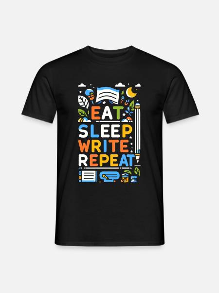 Eat Sleep Write Repeat 5 - Men's T-Shirt - black