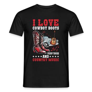 I Love Cowboy Boots Pickup Trucks, Country Music - Männer T-Shirt - Schwarz - Vorne - AI Model Male 178 light (178cm)