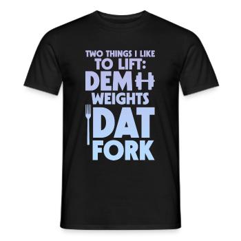 Deux choses que j’aime soulever, les poids, la fourche 4 - T-shirt homme - noir - Devant - AI Model Male 178 light (178cm)