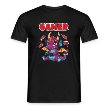Gaming Fans Dragon Gamer Kids - Men's T-Shirt - black - Front - AI Model Male 178 light (178cm)