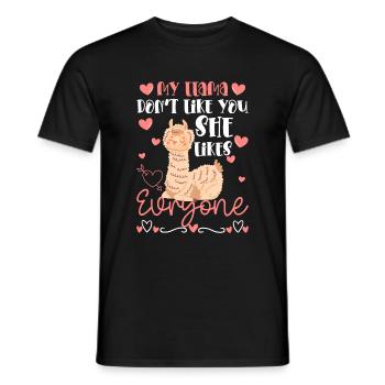 Lama Flauschig Fell Wolle - Männer T-Shirt - Schwarz - Vorne - AI Model Male 178 light (178cm)