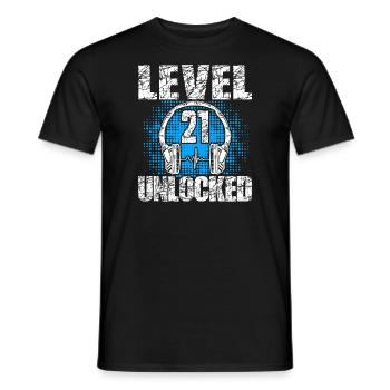 Level 21 Unlocked Geburtstagsgeschenk 21 Jahre - Männer T-Shirt - Schwarz - Vorne - AI Model Male 178 light (178cm)