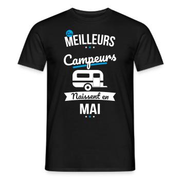 Les meilleurs campeurs naissent en Mai - T-shirt homme - noir - Devant - AI Model Male 178 light (178cm)