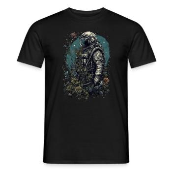 Astronaut overgrown with plants - Surreal - Men's T-Shirt - black - Front - AI Model Male 178 light (178cm)