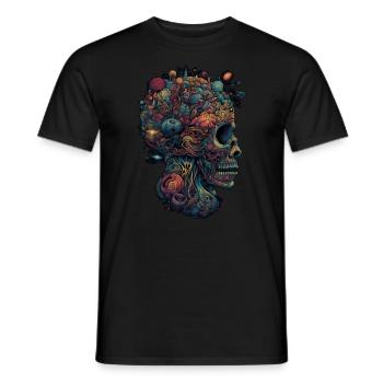 Surrealistischer, psychedelischer Trippy Totenkopf - Männer T-Shirt - Schwarz - Vorne - AI Model Male 178 light (178cm)