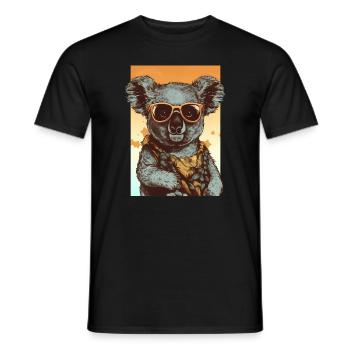 Cooler Koala mit Sonnenbrille und Hawaiihemd - Männer T-Shirt - Schwarz - Vorne - AI Model Male 178 light (178cm)