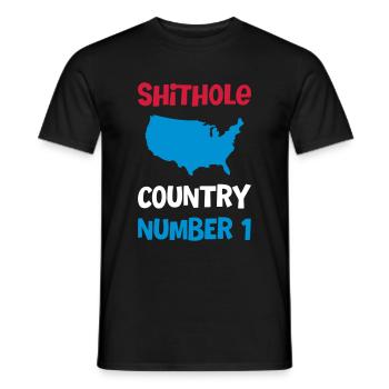 NUMÉRO UN TROU DE MERDE PAYS USA - T-shirt homme - noir - Devant - AI Model Male 178 light (178cm)