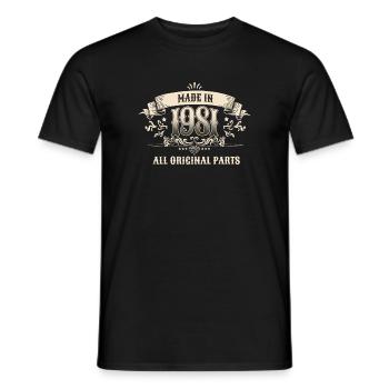 Retro Vintage Birthday Made In 1981 All Original - Männer T-Shirt - Schwarz - Vorne - AI Model Male 178 light (178cm)