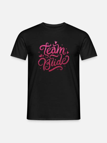 Junggesellinnenabschied Team Bride in Pink Glitter - Mænd T-shirt - sort