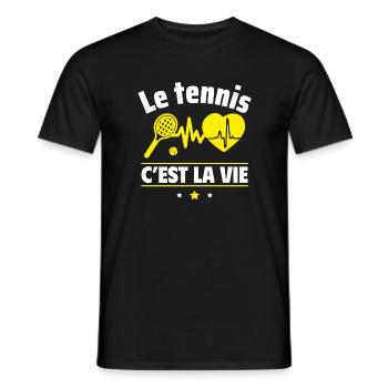 le tennis c est la vie tennisman,Tennis - T-shirt homme - noir - Devant - AI Model Male 178 light (178cm)