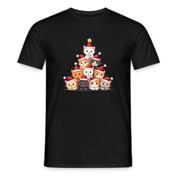 Arbre De Noël, Noël, Chats, Noël - T-shirt homme - noir - Devant - AI Model Male 178 light (178cm)