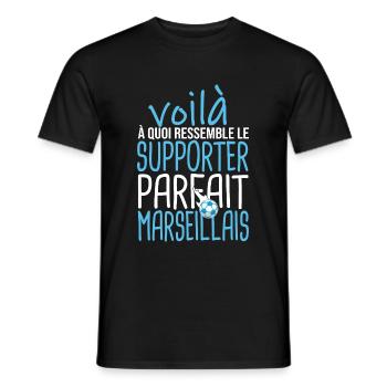supporter Marseillais cadeau football marseille - T-shirt homme - noir - Devant - AI Model Male 178 light (178cm)