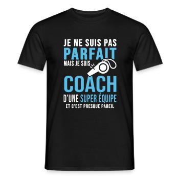 coach parfait super équipe club humour coach sport - T-shirt homme - noir - Devant - AI Model Male 178 light (178cm)
