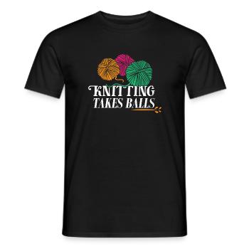 Knitting take balls - Männer T-Shirt - Schwarz - Vorne - AI Model Male 178 light (178cm)
