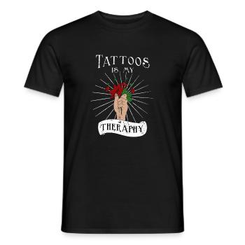 Les tatouages sont ma thérapie tatoueur - T-shirt homme - noir - Devant - AI Model Male 178 light (178cm)