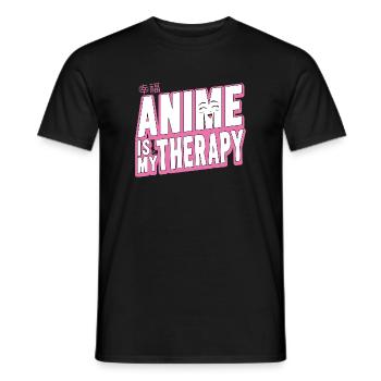 Anime Is My Therapy Japanese Anime Manga Otaku - Men's T-Shirt - black - Front - AI Model Male 178 light (178cm)