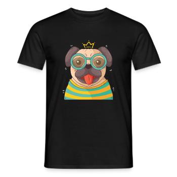 Small stylish pug / dog with glasses - Men's T-Shirt - black - Front - AI Model Male 178 light (178cm)