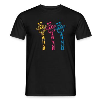 3 girafes de dessins animés drôles aux couleurs vives - T-shirt homme - noir - Devant - AI Model Male 178 light (178cm)