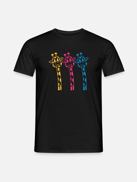 3 Funny comic cartoon giraffes in bright colors - Men's T-Shirt - black