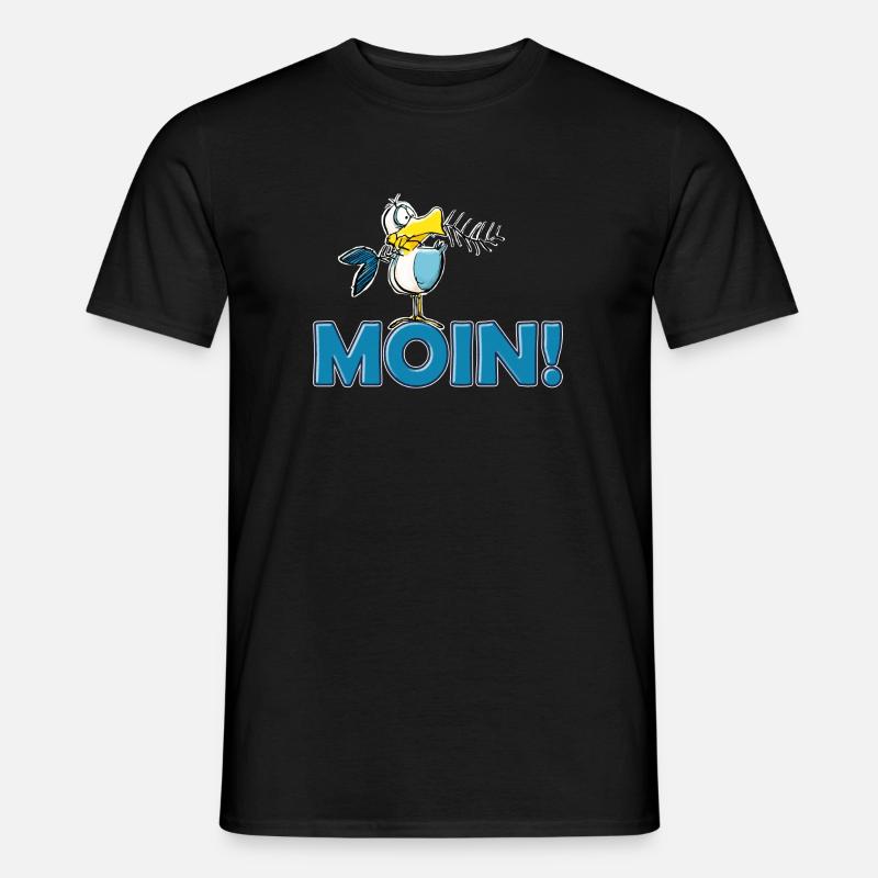 lustige Moin Möwe mit Gräte - Männer T-Shirt - Schwarz