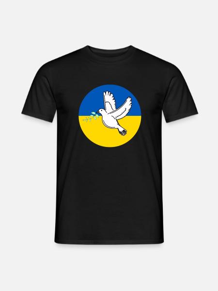Ukraine Flag with peace dove - Männer T-Shirt - Schwarz
