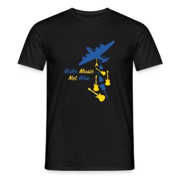 Faites de la musique pas la guerre, Ukraine Russie Bombe atomique - T-shirt homme - noir - Devant - AI Model Male 178 light (178cm)