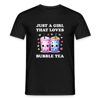just a girl that loves bubble tea Boba love - Men's T-Shirt - black - Front - AI Model Male 178 light (178cm)