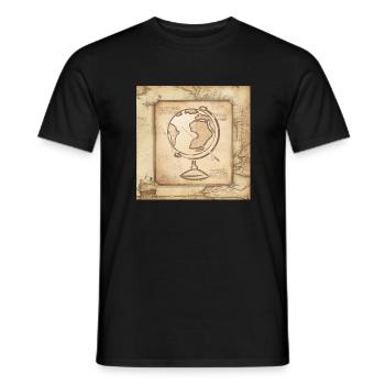 Geography - Globe & Pointer / Old World Map - Men's T-Shirt - black - Front - AI Model Male 178 light (178cm)