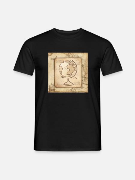 Geography - Globe & Pointer / Old World Map - Men's T-Shirt - black