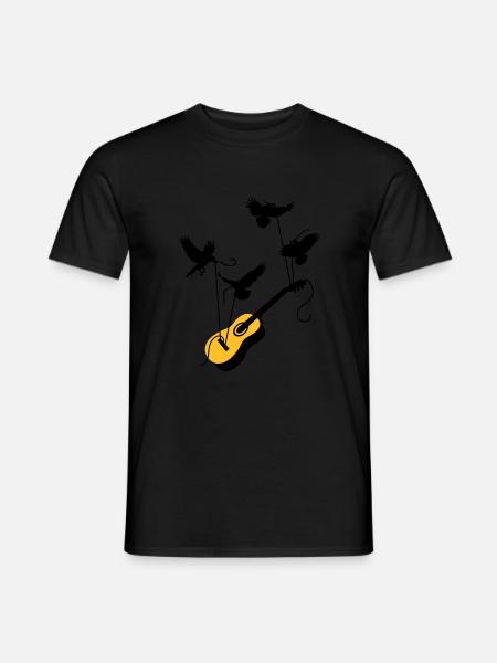 Vögel mit Gitarre - Männer T-Shirt - Schwarz