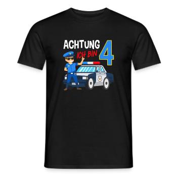 4. Geburtstag Polizei Auto 4 Jahre alt Polizist - Männer T-Shirt - Schwarz - Vorne - AI Model Male 178 light (178cm)