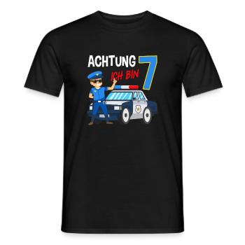 7. Geburtstag Polizei Auto 7 Jahre alt Polizist - Männer T-Shirt - Schwarz - Vorne - AI Model Male 178 light (178cm)