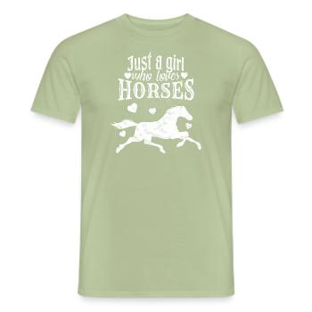 Girl saying horses - Men's T-Shirt - sage - Front - AI Model Male 178 light (178cm)