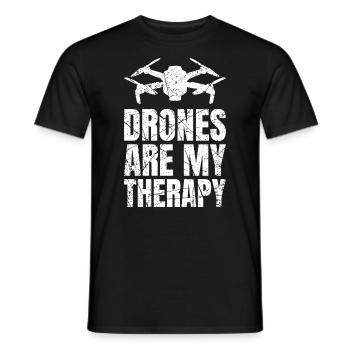 Les drones sont mon drone de thérapie - T-shirt homme - noir - Devant - AI Model Male 178 light (178cm)