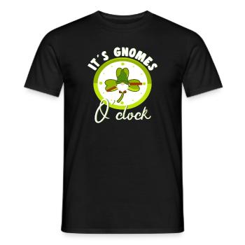 Its Gnomes OClock Loverleaf Yard Garden Gnome - Men's T-Shirt - black - Front - AI Model Male 178 light (178cm)