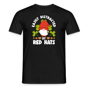 Facilement distrait par Red Hats Elf Gnome Miniature - T-shirt homme - noir - Devant - AI Model Male 178 light (178cm)